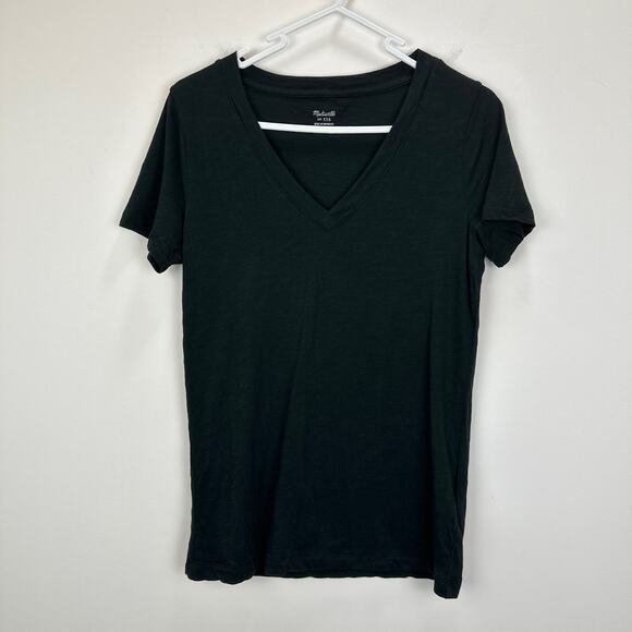 Madewell Whisper Cotton V Neck Tee Shirt Minimalist Basics Black Classic XXS NWT - Picture 4 of 11